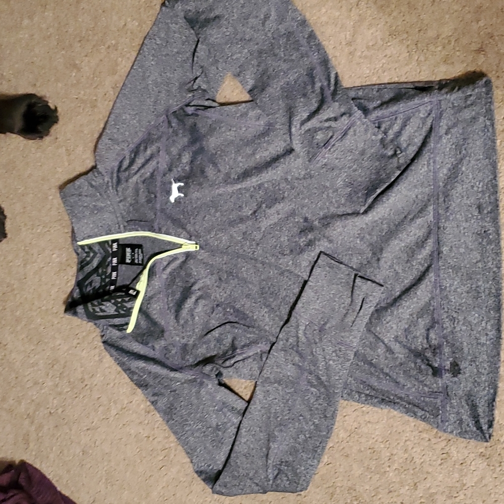 Pink grey and neon green athletic pullover